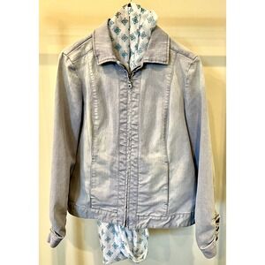 CHICO'S  Women's Jean Zipper Blue Jacket VTG  Look Size 1